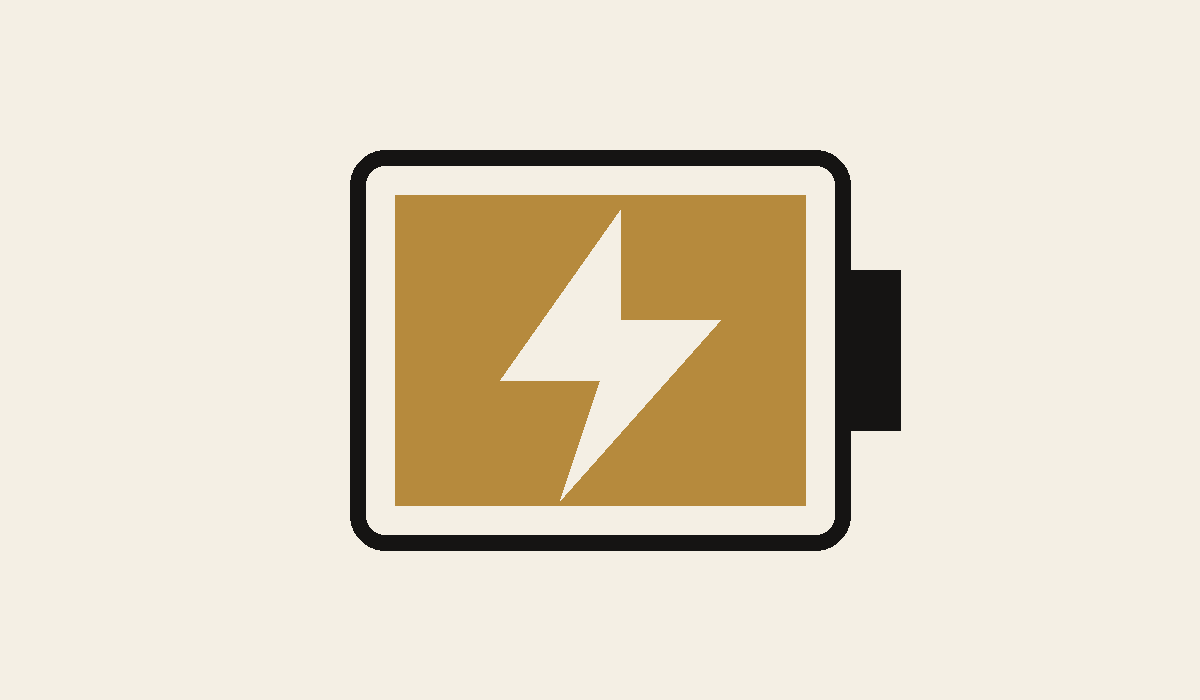 Illustratie van een batterij en oplaadsymbool voor de homepage van Reparatie op Locatie.